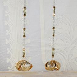 Handmade Diwali Gifts - Diwali Decorative Pearl and Golden Beads String Door Hanging