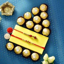 Rakhi to USA - Elegant Lumba Set With Ferrero Rocher- USA