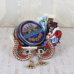 Diwali Gift Ideas - Imported Chocolate with Cookies and Shubh Labh Hanging