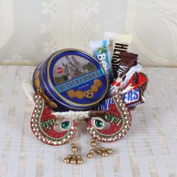 Diwali Gift Items - Imported Chocolate with Cookies and Shubh Labh Hanging