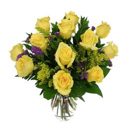 Friendship Day - Vase of Yellow Roses