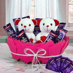 Missing You Gifts for Her - Gift Basket of Choco Teddy