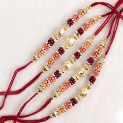 Rakhi - Royal Five Set of Colorful Designer Beads Rakhi