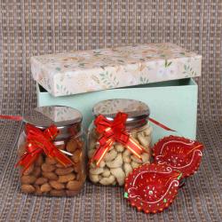 Diwali Dry Fruits - Dryfruit with Clay Diya for Diwali