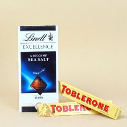 Karwa Chauth Gifts for Wife - Lindt Excellence Dark Sea Salt with Toblerone Chocolates