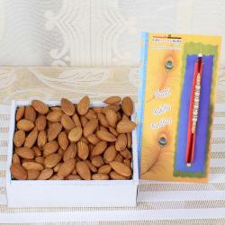 Rakhi with Cookies - 500 Gms Almond Dry Fruit with Designer Rakhi