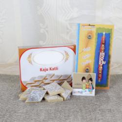 Rakhi Combos For Brothers - Kaju Katli with Attractive Rakhi Online