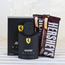 Valentines Gifts Special Ones - Hersheys Chocolate with Ferrari Black Perfume