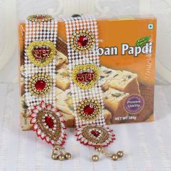 Diwali Gift Items - Shubh Labh Wall Hanging and Soan Papdi Sweets