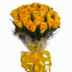 Good Luck Flowers - Sunny 25 Yellow Roses Bunch