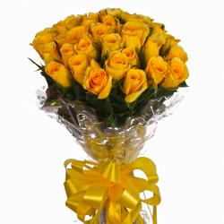 Sunny 25 Yellow Roses Bunch