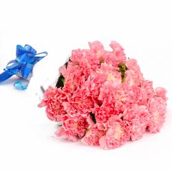 Gifts For Friends - Twenty Four Soft Pink Carnations Tissue Wrapped