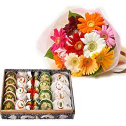 Baby Shower Gifts - Mix Gerberas with Sweets