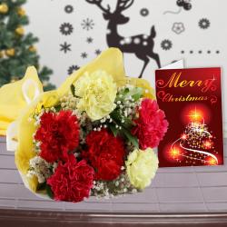 Christmas Express Gifts Delivery - Mix Carnation Bouquet with Greeting Card