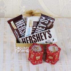 Diwali Gift Ideas - Hersheys Chocolate with Designer Earthen Diya