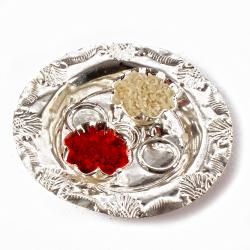 Bhai Dooj Thali - Small Round Shaped Silver Plated Tikka Container for Bhai Dhooj