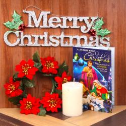 Christmas Candles - Xmas Floral Wreath and Card with Candle