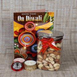 Diwali Dry Fruits - Mix Dryfruit and Diwali Greeting Card with Coin Combo