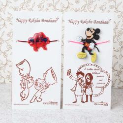 Set Of 2 Rakhis - Spiderman with Mickey Mouse Rakhi for Kids