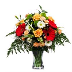 Mix Flowers - Seasonal Flowers Glass Vase