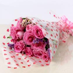 Send Flowers Gift Delight Pink Roses To Faridabad