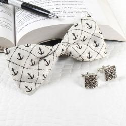 Men Gifts by Person - Anchor Polyester Suede Bow with Cufflinks