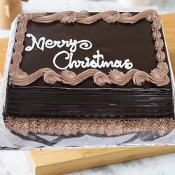 Christmas Express Gifts Delivery - Two Kg Square Shape Christmas Chocolate Cake