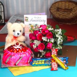 Send Anniversary Strawberry Cake Hamper To Hooghly