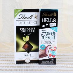 Imported Bars and Wafers - Lindt Excellence Noir Pista with Lindt Hello Chocolate