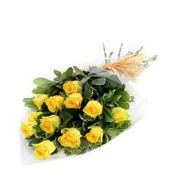 Same Day Flowers Delivery - Sunny 12 Yellow Roses Bouquet