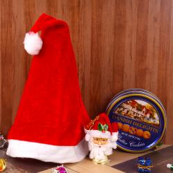 Christmas Gift Hampers - Santa Cap and Bell with Danish Delights Cookies