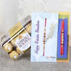 Rakhi Gifts for Brother - Set of Two Rakhi with Ferrero Rocher Chocolate