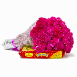 Send Box of Soan Papdi with 15 Pink Carnations Flowers To Navi Mumbai