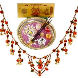 Anniversary Home Decor - Gudi Padwa Traditional Toran Gift Set with Pooja Thali