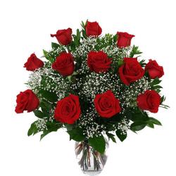 Gudi Padwa Ugadi - Vase of Dozen Fresh Red Roses