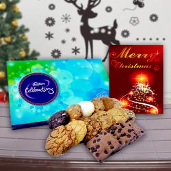 Christmas Cookies - Cadbury Celebration Chocolates with Assorted Cookies and Card Combo