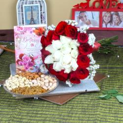 Cakes with Greeting Cards - Special Birthday Dryfruit and Roses Gift