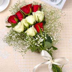 Congratulations Flower - Red and White Roses Bouquet