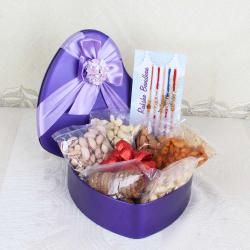 Rakhi With Dry Fruits - Box of Assorted Dry fruit and Chocolates with Five Rakhis