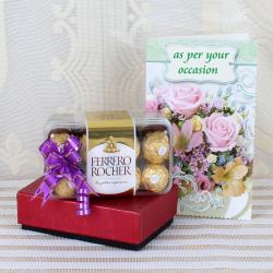 Imported Bars and Wafers - Ferrero Rocher with Greeting Card Online