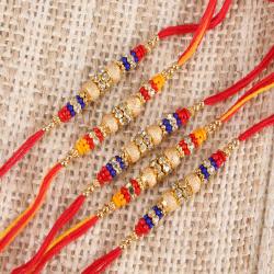 Send Rakhi Gift Set of Five Multi Color Beads Rakhi To Ahmedabad