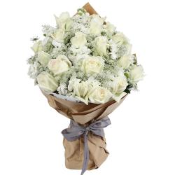 Condolence Flowers - Charming Bouquet of White Roses