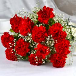 Fresh Flowers - Bouquet of Dozen Red Carnations
