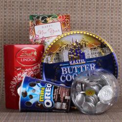 Send New Year Gift New Year Exclusive Cookies and Chocolate Hamper To Rajkot