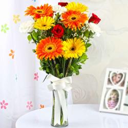 Gerberas - Mix Colorful Flowers Vase