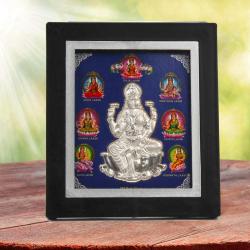 Mothers Day Gift Hampers - Silver Plated Eight Forms of Shree Lakshmi Frame