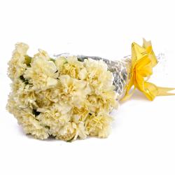 Gifts for Friend Man - Fifteen Yellow Carnations in Hand Tied Bunch