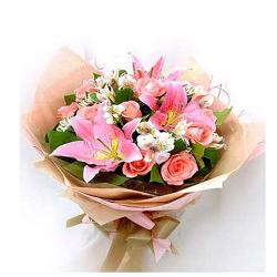 Assorted Flowers - Bunch of 15 mixed pink seasonal flowers