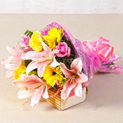 Retirement Gifts for Him - Exotic Ten Seasonal Flowers Bunch