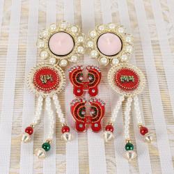 Navratri  - Diwali Decorative Tea light Candle with Shubh Labh Door Hanging and Laxmi Charan